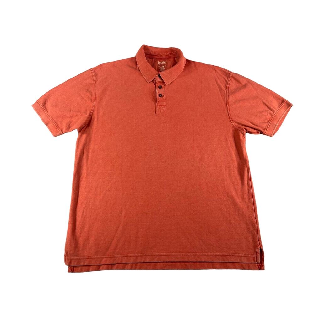 Red Head Shirt Mens XL Polo Orange Buttons Collar Hunting Fishing Ducks Geese